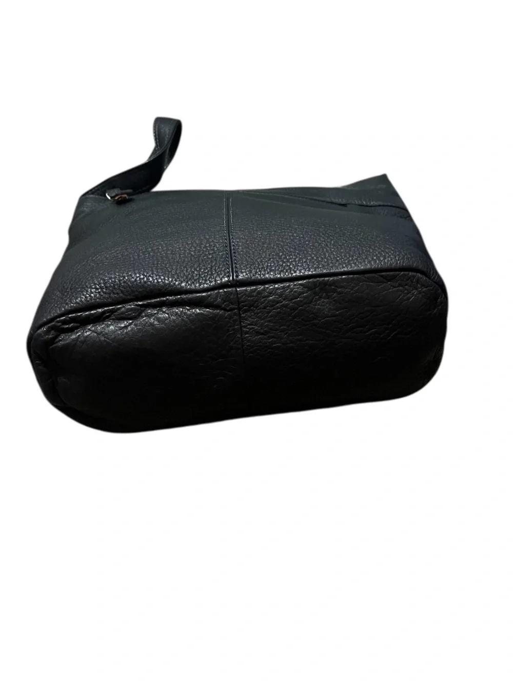 Stone Mountain women's black pebbled leather crossbody bag W/ front flap pocket